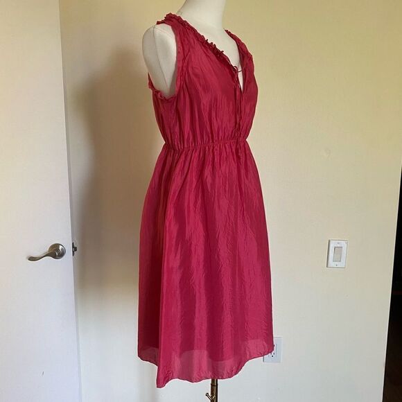 Calypso St Barth Silk Raspberry Pink Sleeveless Mini Dress Crinkle Ribbon Size S - Picture 5 of 13